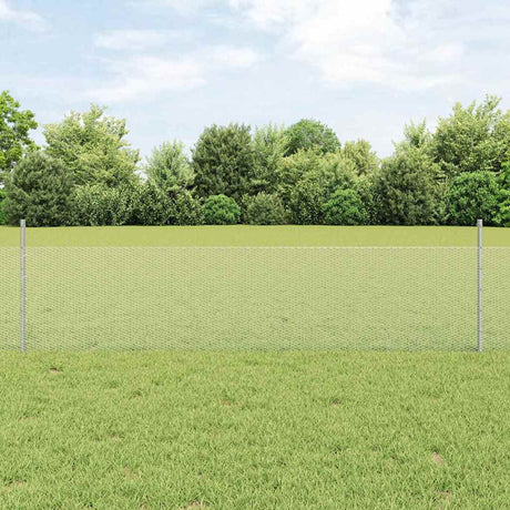 Vidaxl hek met paal zilver 0,5 x 10 m staal