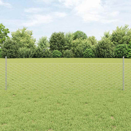 Vidaxl hek met paal zilver 0,5 x 10 m staal
