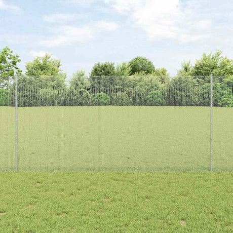 Vidaxl hek met paal zilver 1,2 x 25 m staal