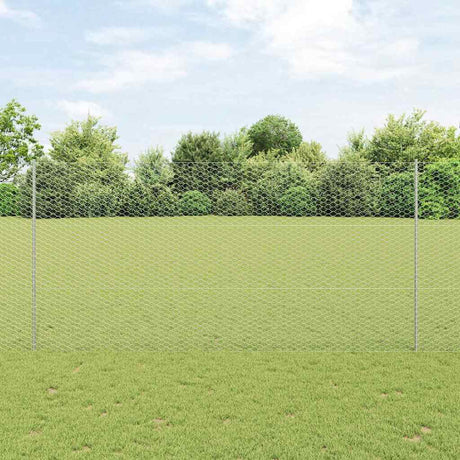 Vidaxl hek met paal zilver 1,5 x 25 m staal