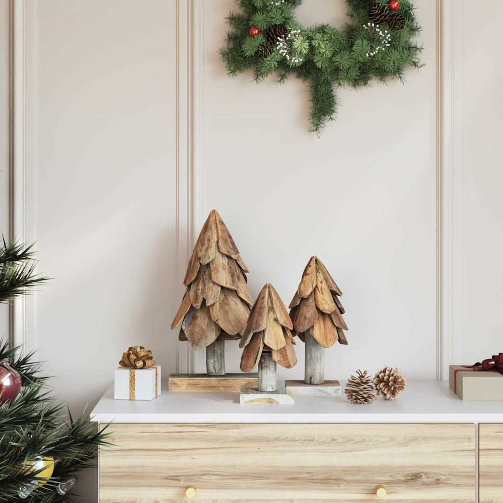 Vidaxl kerstboom met standaard 3 pcs bruin massief teakhout