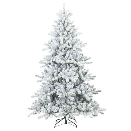 Vidaxl kunst kerstboom met geveerde takken, sneeuw bedekt wit 210 cm
