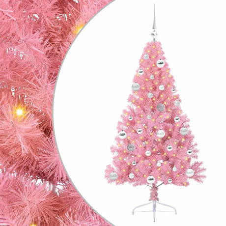 Vidaxl kunstmatig voorverlicht kerstboom met 150 led roze 150 cm pvc