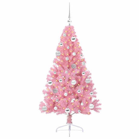 Vidaxl kunstmatig voorverlicht kerstboom met 150 led roze 150 cm pvc