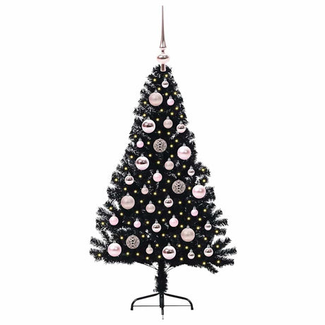 Vidaxl kunstmatig voorverlicht kerstboom met 150 led zwart 120 cm pvc