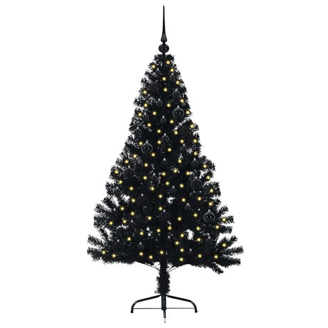 Vidaxl kunstmatig voorverlicht kerstboom met 150 led zwart 150 cm pvc