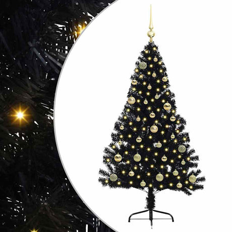 Vidaxl kunstmatig voorverlicht kerstboom met 150 led zwart 150 cm pvc