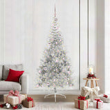 Vidaxl kunstmatig voorverlicht kerstboom met 300 led zilver 210 cm pet