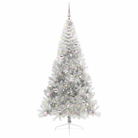 Vidaxl kunstmatig voorverlicht kerstboom met 300 led zilver 210 cm pet