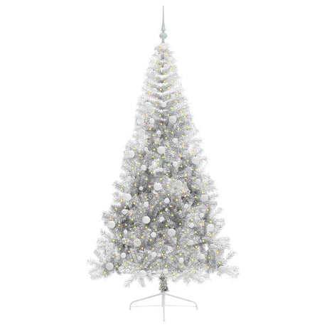 Vidaxl kunstmatig voorverlicht kerstboom met 300 led zilver 210 cm pet