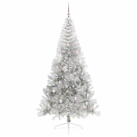 Vidaxl kunstmatig voorverlicht kerstboom met 300 led zilver 240 cm pet