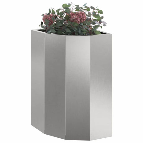Vidaxl hoek plantbak zilver 30 x 30 x 50 cm roestvrij staal