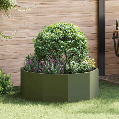 Vidaxl plantenbak olijf groen 90 x 90 x 35 cm staal