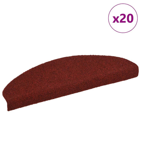 Vidaxl trapmatten zelfklevend 20 stuks 65x21x4 cm bordeaux rood halfrond groot