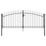 Vidaxl dubbele poort met slot grijs 299,5 x 174,5 cm staal