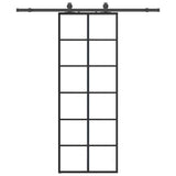 Vidaxl schuifdeur met beslagset 76x205 cm esg glas zwart