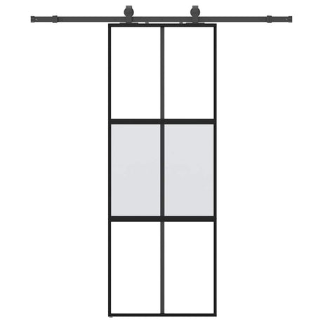 Vidaxl schuifdeur met beslagset 76x205 cm gehard glas zwart