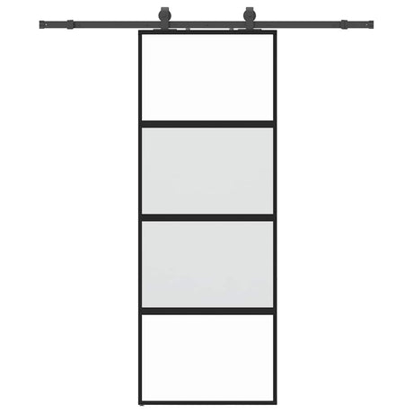 Vidaxl schuifdeur met beslagset 76x205 cm gehard glas zwart