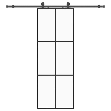 Vidaxl schuifdeur met beslagset 76x205 cm esg glas zwart