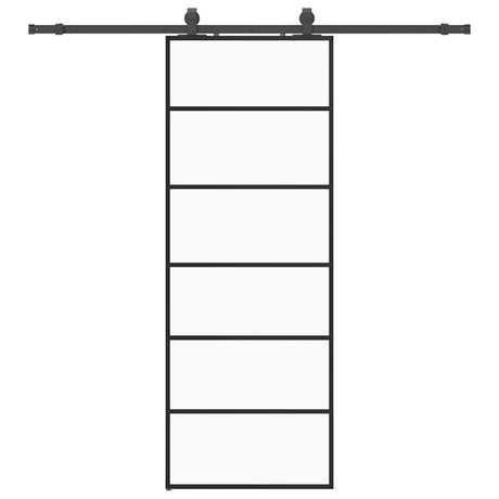 Vidaxl schuifdeur met beslagset 76x205 cm esg glas zwart
