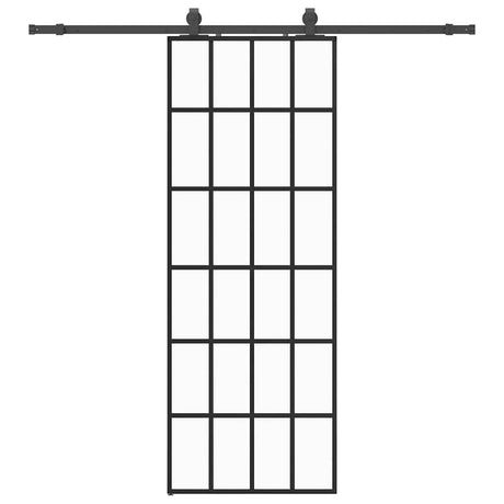 Vidaxl schuifdeur met beslagset 76x205 cm esg glas zwart