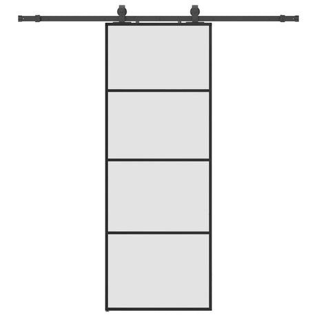 Vidaxl schuifdeur met beslagset 76x205 cm esg glas zwart