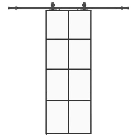 Vidaxl schuifdeur met beslagset 76x205 cm esg glas zwart