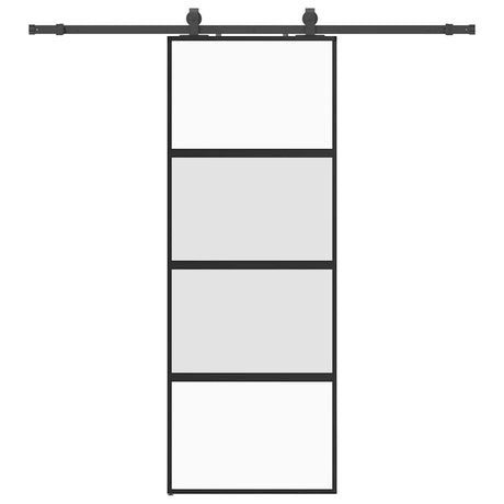 Vidaxl schuifdeur met beslagset 76x205 cm gehard glas zwart