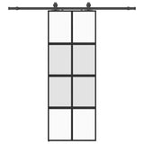 Vidaxl schuifdeur met beslagset 76x205 cm gehard glas zwart
