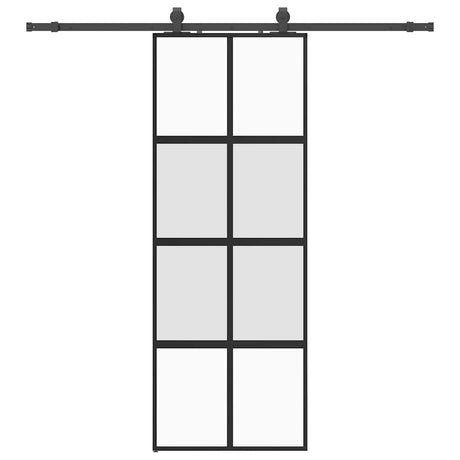 Vidaxl schuifdeur met beslagset 76x205 cm gehard glas zwart