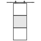 Vidaxl schuifdeur met beslagset 76x205 cm gehard glas zwart