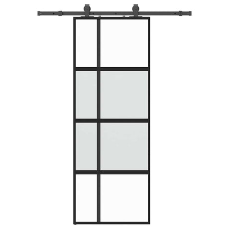 Vidaxl schuifdeur met beslagset 76x205 cm gehard glas zwart