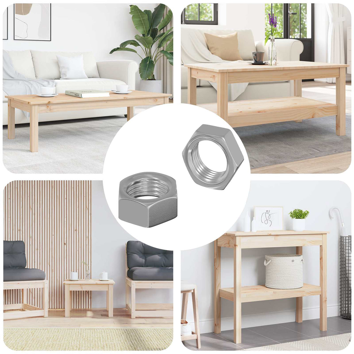 Vidaxl zeshoekige moeren 2 pcs zilver m6 staal