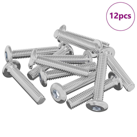 Vidaxl vergrendelingsschroef 12 pcs zilver m6 x 35 mm staal