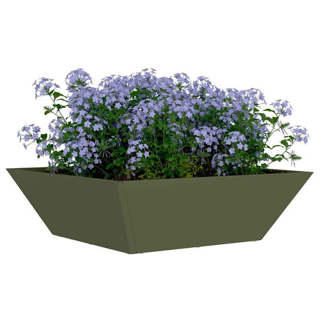 Vidaxl tuin bloempot olijf groen 50 x 50 x 15 cm koudgewalst staal
