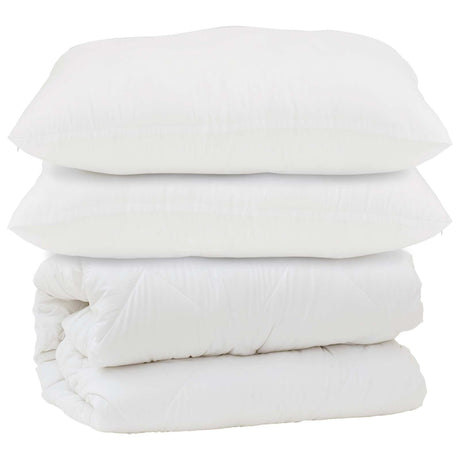 Vidaxl dekbed met kussen 3 pcs wit microfibre