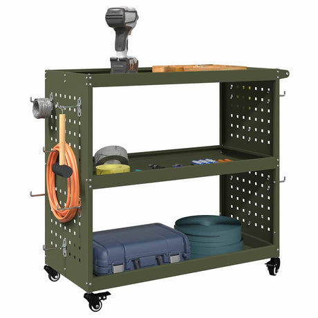 Vidaxl gereedschapswagen olijf groen 75 x 35 x 73 cm koudgewalst staal
