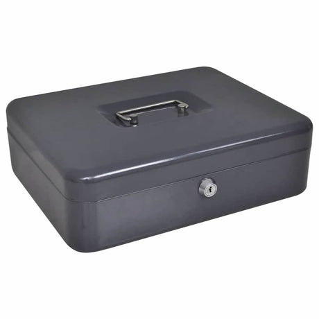 Vidaxl cash box met slot donkergrijs 30 x 24 x 9 cm staal