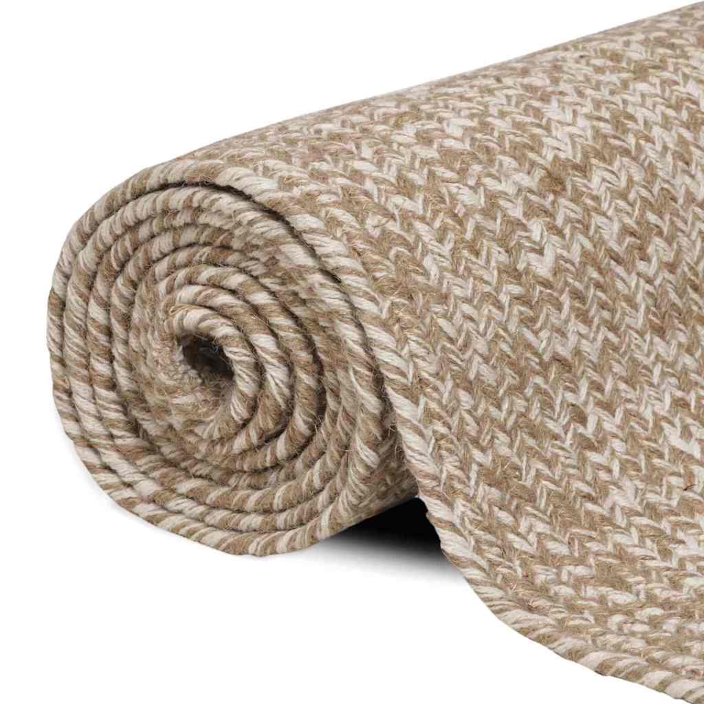 Vidaxl vloerkleden vierkant natuurlijk en wit 120 x 120 cm jute