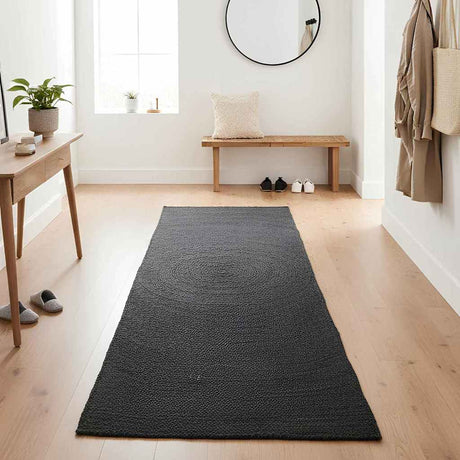 Vidaxl vloerkleden rechthoekig donkergrijs 80 x 400 cm jute