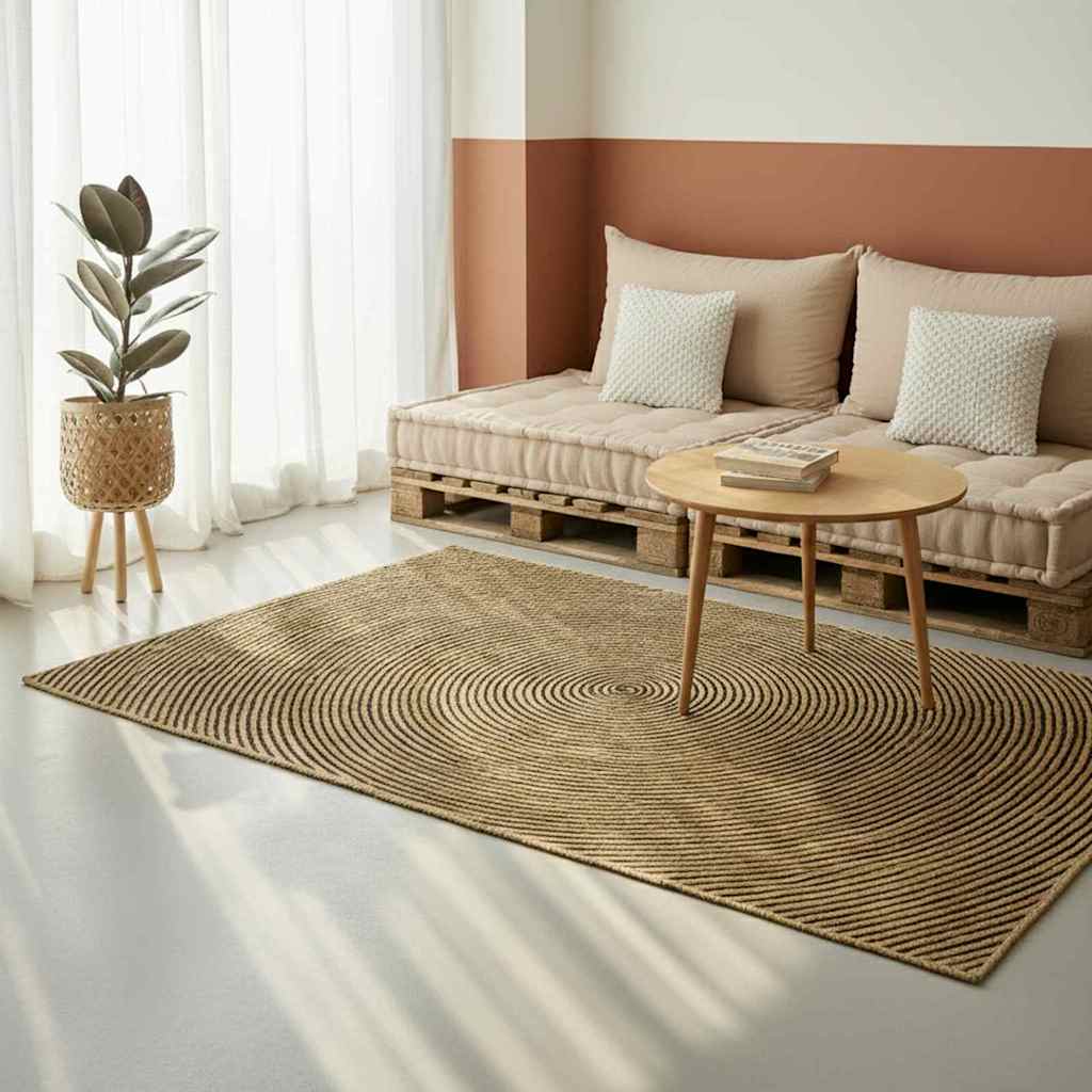 Vidaxl vloerkleed natuurlijk en zwart 160 x 230 cm jute