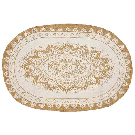 Vidaxl jute tapijt bloemen naturel 205 x 305 cm jute