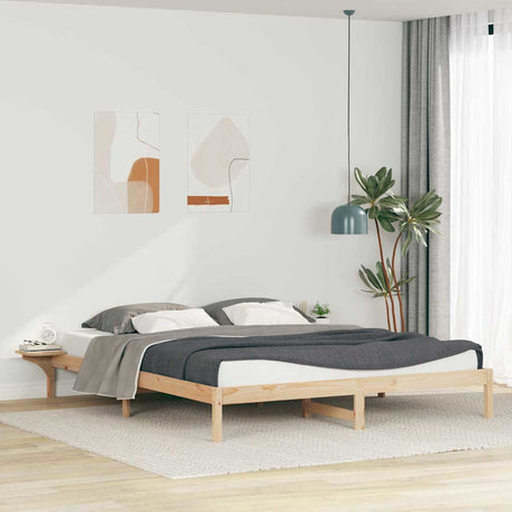 Vidaxl bedframe met zijtafels naturel 180 x 210 cm massief grenenhout