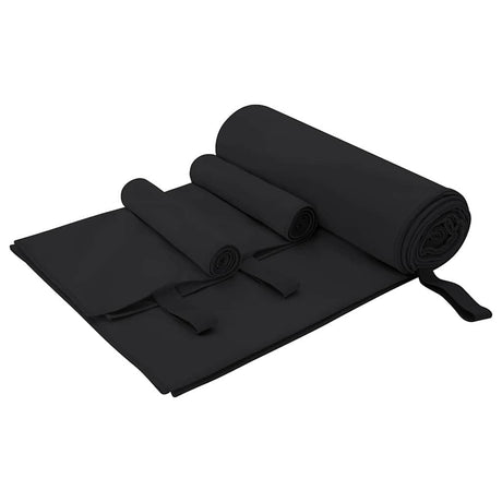 Vidaxl set van sporthanddoeken 3 pcs zwart polyester en polyamide