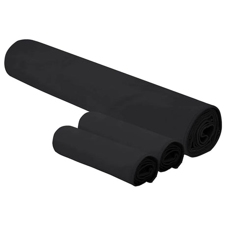 Vidaxl set van sporthanddoeken 3 pcs zwart polyester en polyamide