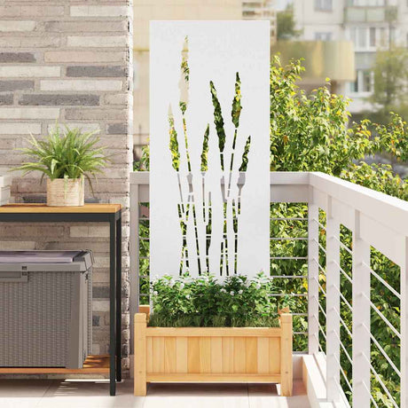 Vidaxl tuin privacy screen bloemen wit 50 x 140 cm koudgewalst staal
