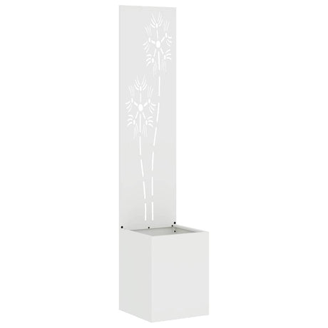 Vidaxl tuin privacy screen bloemen wit 32 x 140 cm koudgewalst staal