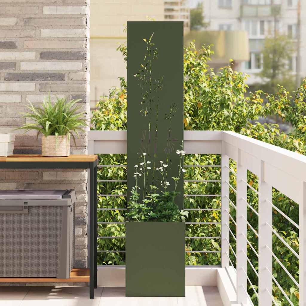 Vidaxl tuin privacy screen bloemen olijfgroen 32 x 32 x 150 cm
