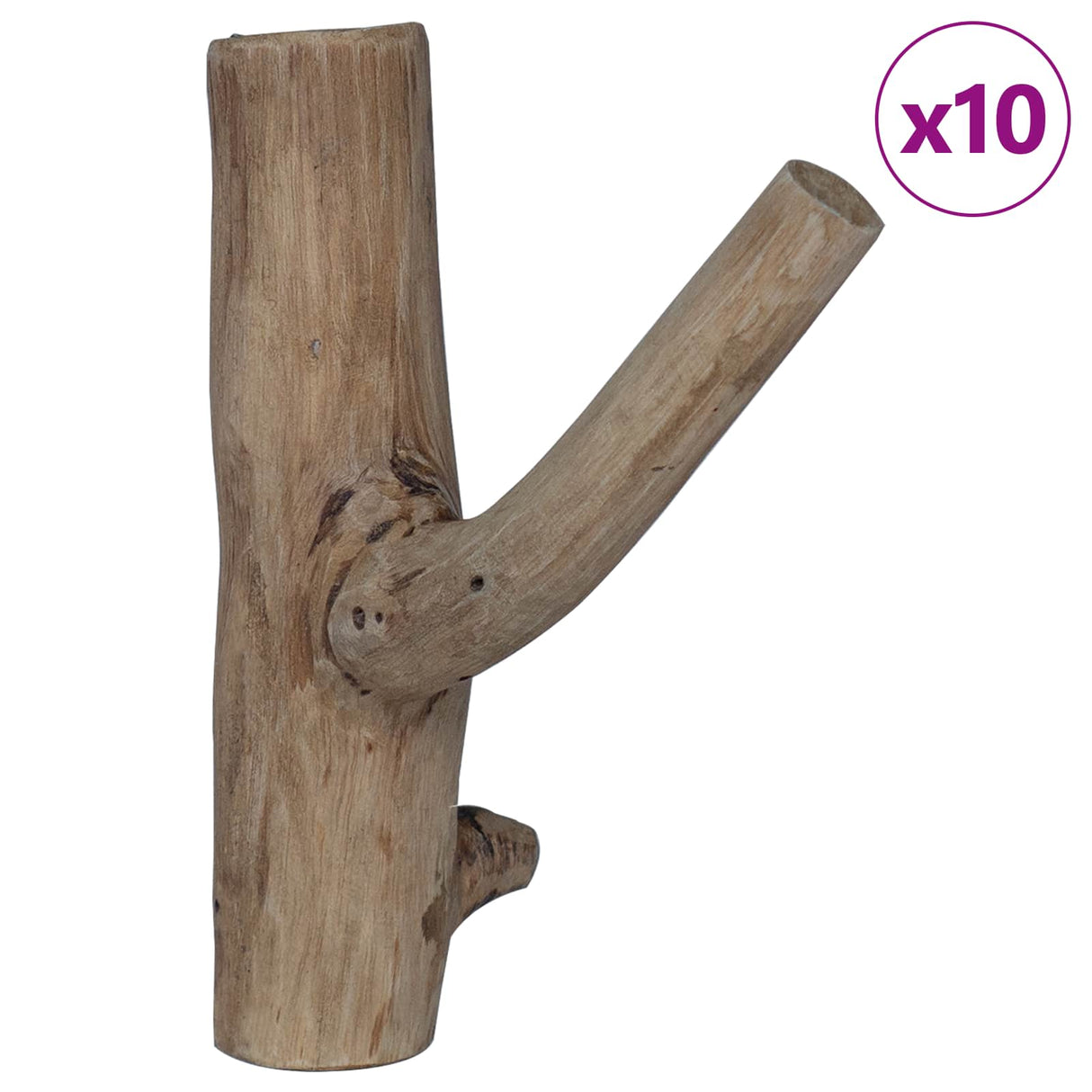 Vidaxl haak bruin 4 x 4 x 14 cm massief gerecycled hout