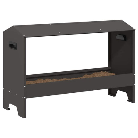Vidaxl kippen voederbak zwart 81 x 32 x 53,5 cm koudgewalst staal